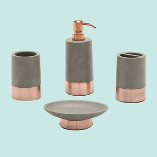Modrn 4-Piece betong med koppar Accent Bath Accessory Set