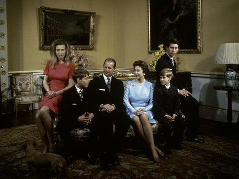 Prinsessan Anne, prins Andrew, prins Philip, drottning Elizabeth, prins Edward och prins Charles